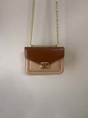 Kahvin Koeinz Colorblock Mini Push Lock Chain Square Crossbody Flap Bag